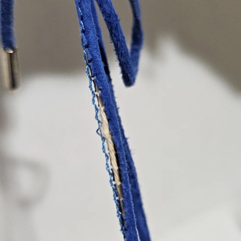 Aquazzura Belgravia Suede Espadrille Flats Mondrian Royal Blue Ankle Wrap sz 6.5